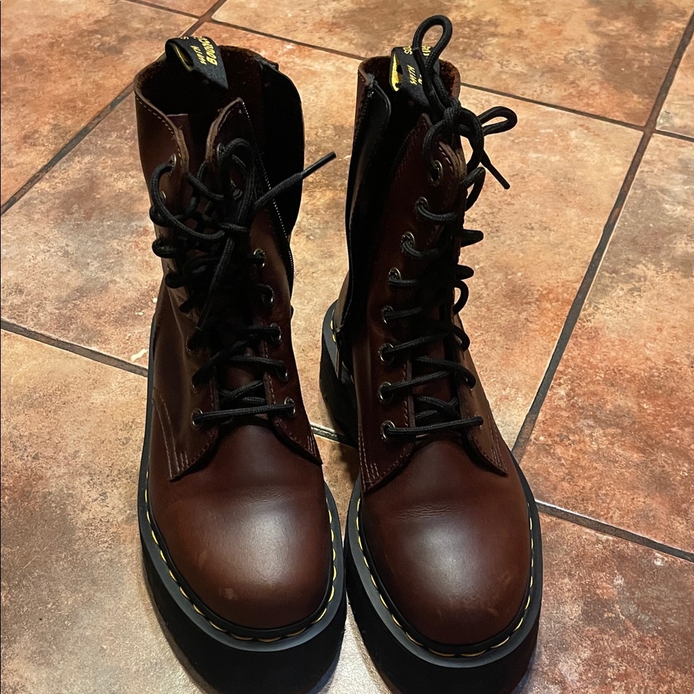 Dr. Martens Dark Brown Leather Jadon platform